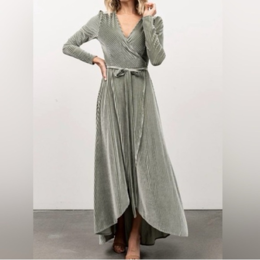 Baltic Born Jada Ribbed Velvet Wrap Dress